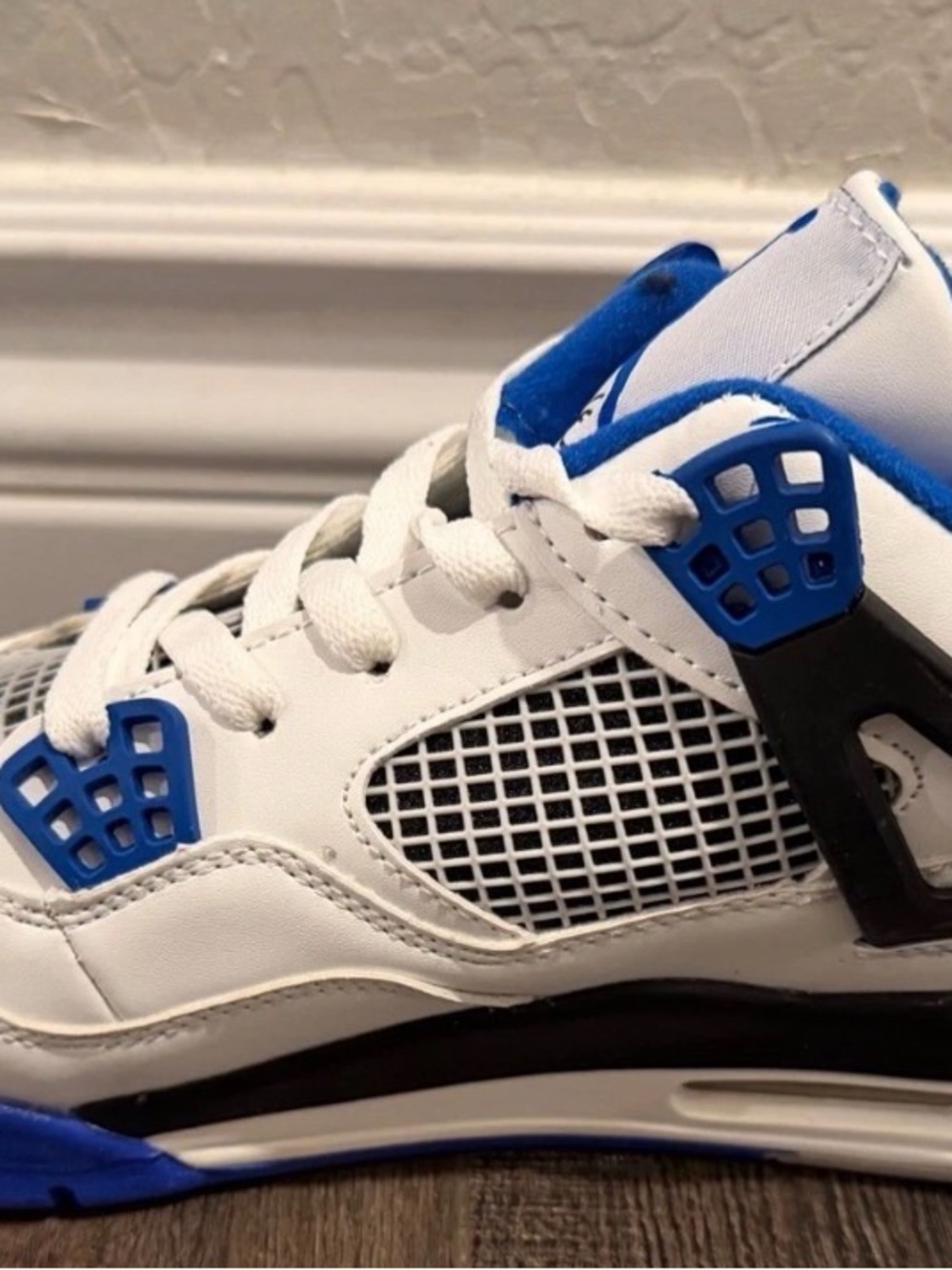 Air Jordan 4 Retro Motorsports White Blue Black 308497-117 Mens Size 8 - Picture 3 of 16